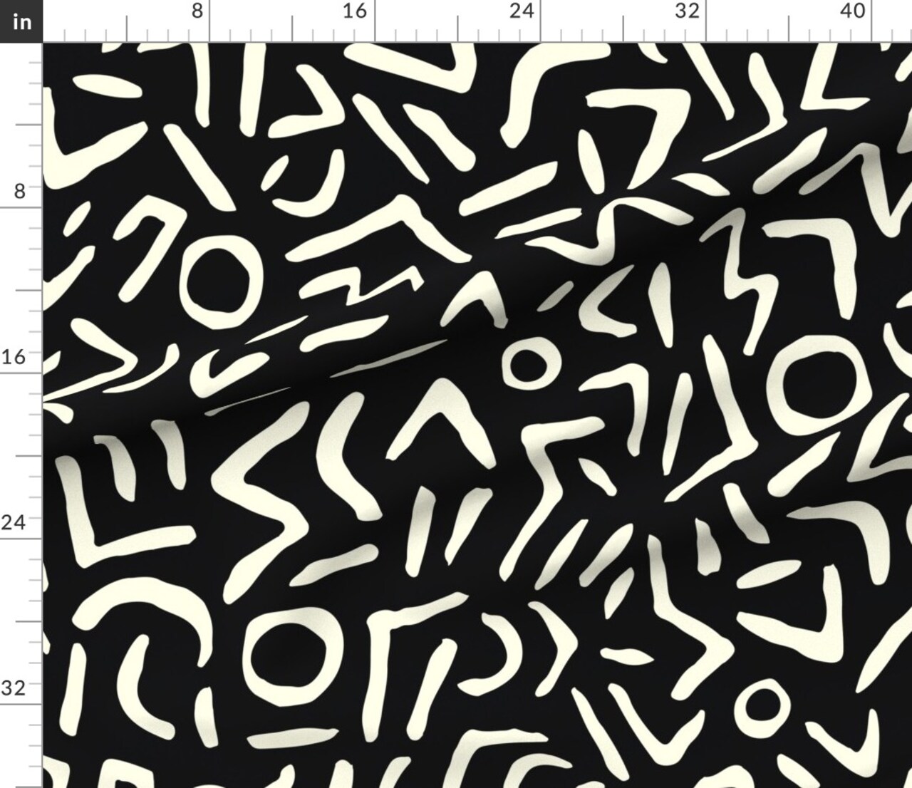 Geometric Abstract Bold Graphic Artistic Tribal Style Black Ivory Custom Printed Fabric by Spoonflower Various Fabrics by the Yard or Fat Quarter